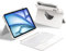 HOU Teclado Giratorio para iPad Air 11 (M3/M2) 2025, Funda Magnética Desmontable con Teclado para iPad Pro 11 (4ª/3ª/2ª/1ª) e iPad Air (7ª/6ª/5ª/4ª),con Panel Táctil, Retroiluminación,Español Ñ-Blanco