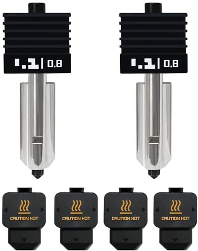 HzdaDeve Lot de 2 têtes d'impression H2D Combo Hotend 0,8 mm - Kit d'extrudeuse - Buse en acier trempé à haute température - Avec 2 chaussettes en silicone - Pour imprimante 3D Bambu Lab H2D Combo/A1