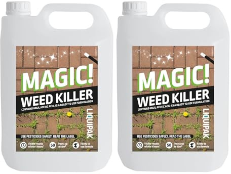 Liquipak Magic Weed Killer 2 x 5L – Glyphosate-Free, Fast-Acting Formula, Safe for Pets & Children Once Dry, Ready-to-Use Weed Control for Patios, Paths, Driveways & More – Includes Hose Trigger