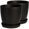 Home Garden Ornaments Plant Pots Indoor, Set of 2 with Saucers,6 Pastel Colours, Indoor Plant Pot, 8 Sizes (Black Graphite 9.5cm / 3.7 inch)
