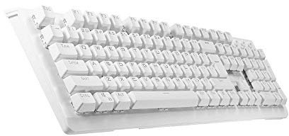 FOELANNE Gaming Keyboard, USB Mechanical Gaming Keyboard RGB Backlit Blue Switch 104Keys Waterproof White