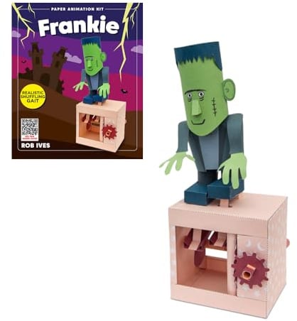 Frankie Paper Animation Kit – Rob Ives DIY Papercraft Monster Model with Shambling Motion – STEM Craft Toy – Mechanical Paper Model for Kids & Adults – Creative Halloween Craft Gift