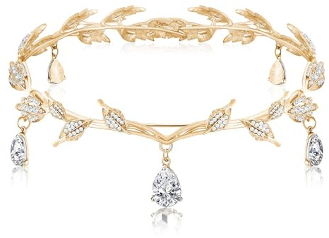 Diyxisk Elfen Krone Elfen Kostüm Damen Fee Kostüm Damen Tiara Diamond Crystal Kopfschmuck Fasching Geeignet für Cosplay Hochzeiten und Karnevalsveranstaltungen