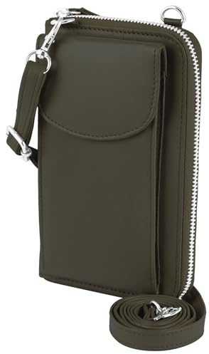 Akzent Tasche für Damen - Umhängetasche in Grün aus Leder mit Reißverschluss für Frauen