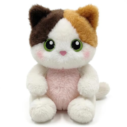 Nerciony Cat Plush Soft Toy, 5.5 Inch Squishy Stuffed Animal for Adults | Bean-filled stress relief plushie, cute desk decor collectible, squishy palm pal cat
