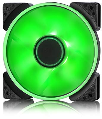 Fractal Design Prisma SL,12 – 120mm Ventilador de computadora , Seis LED verdes de colores vibrantes , Optimizado para una alta ventilación , LLS,Rodamientos , TripWire Technology , Verde (Single)