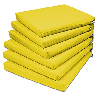 Rollmayer 6er Set Stuhlkissen Stuhlauflage Sitzkissen Sitzpolster Auflage für Stühle in Haus und Garten Kollektion Vivid (Gelb 5, 40x40x4cm)