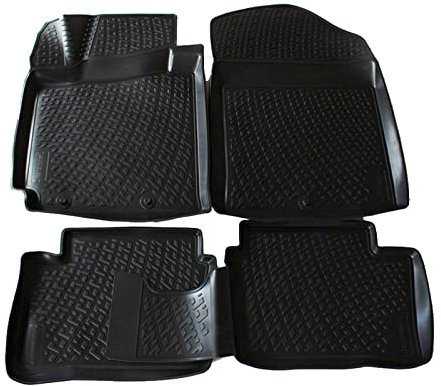 J&J AUTOMOTIVE | 3D Automatten Gummi Matten Gummifußmatten TPE Passend Für Picanto 2011-2017, Schwarz, Anti-Rutsch, Allwetter, 4Tlg Satz, Hohes Rand