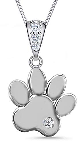 Goldene Hufeisen Halskette Pfötchen Anhänger mit Zirkonia Kristallen 925 Sterlingsilber Pfote (50)