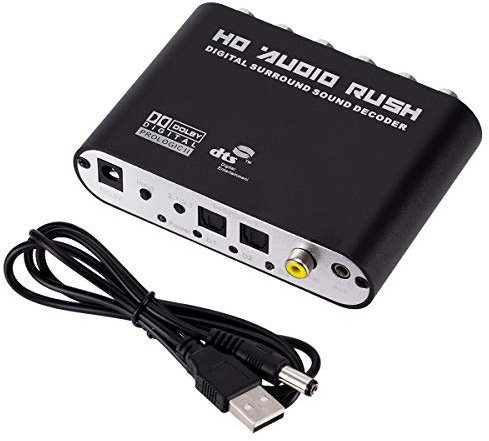 Katigan 5.1 Audio Decoder SPDIF Coaxial To RCA DTS AC3 Digital To 5.1 Amplifier Analog Converter For PS3,DVD Player,