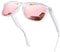 KANASTAL Occhiali da Sole Rosa Specchio Donna Uomo Polarizzati Specchiati Quadrati Montatura Trasparente Alla Moda Retro Vintage Pink UV400 Pink Sunglasses Women -Rosa