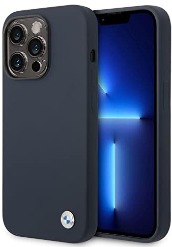 CG MOBILE BMW Handyhülle für iPhone 14 Pro in Marineblau, Flüssigsilikon, glatte und kratzfeste Schutzhülle mit einfachem Snap-on, Stoßdämpfung und charakteristischem Logo