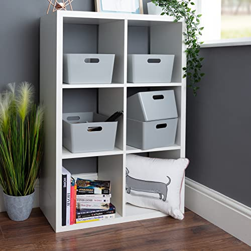 Wham 5x Plastic Studio Basket 5.02 Rectangular Home & Office Storage Basket, 35 x 26 x 15cm, 11.5L (Cool Grey)