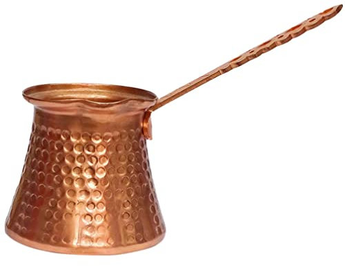 BESTonZON Cafetera Turca De Cobre: Cafetera Árabe Griega Olla para Calentar Mantequilla Hecha A Mano Otomana Martillada Cezve Jezve Ibrik Brikis Calentador De Leche Jarra De Salsa para
