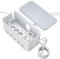 Regletas Enchufes con Caja Organizadora de Cables, Enchufe Multiple con Caja Cables Organizador, Ladron Enchufes con Interruptor, Regleta 5 Enchufes Pared Proteccion Sobretension 1,5M Cable, Blanco