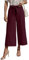 Zeagoo Damen Hosen Sommer Casual Palazzo Hose Freizeithose Weite Leg Sommerhose Hohe Taille mit Taschen Weinrot M