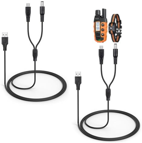 2-Pack Charger Cord for Bousnic Dog Shock Collar RS2A and RS2B, 2-in-1 Training Collar USB Charging Cable
