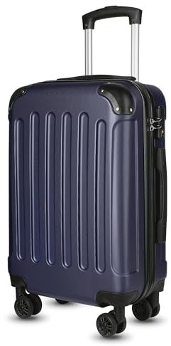 YOETEY Valise Cabine avec roulettes, Coque Rigide ABS, Trolley avec Serrure TSA, Bleu, 57x37x23 cm