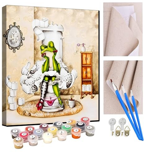 Peinture par Numero Adulte Grenouille de toilette DIY Peinture à l'huile Numéros Toile Paint by Numbers Peindre par Nombre Kits sans Cadre 40x50cm