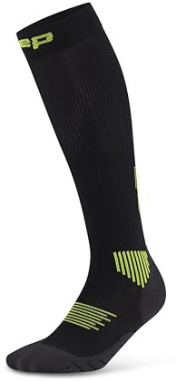 CEP - Lange Laufsocken mit Kompression für Damen, Core 5.0 Tall, Größe IV/L / 39-44cm Wadenumfang, schwarz/lime