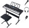 KOMFOTTEU 61 Tasten elektronisches Keyboard, Digitalpiano Set tragbar mit Ständer & Hocker, 600 Klangfarben & 400 Rhythmen, 50 Demosongs, Mikrofon, Kopfhörer & Notenständer