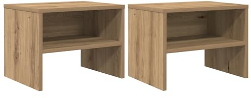 vidaXL Nachttisch-Set mit 2 Nachttischen, Artisan-Eiche, Holzwerkstoff, Braun, 60 x 40 x 30 cm, rustikaler Stauraum, super für drinnen, muss zusammengebaut Werden,