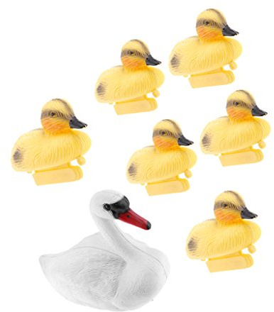 PETSOLA Künstliche Schwan & Baby Ente Decoy Teich Dekoration Kunststoff Schwimmende Zierpflanzen