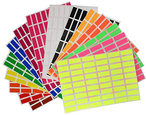 Sticker Bunt 25 mm x 10 mm Aufkleber – 2,5 cm x 1 cm viereckige Etiketten 810 Stück von Royal Green