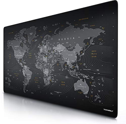 TITANWOLF - Grande Tappetino Mouse da Gioco - XXXL Oversize Mousepad - Dimensione 1200 x 600 mm - XXL Formato Oversize da scrivania e Tavolo - per Mouse e Tastiera - Mappa del Mondo
