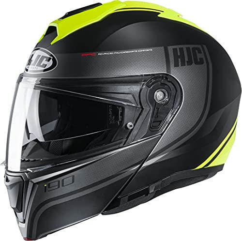 Motorradhelm HJC i90 DAVAN MC4HSF, Schwarz/Gelb, L