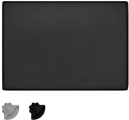 MOACC Tapis Gamelle Chien, Tapis d’Alimentation pour Chat en Silicone aux Normes FDA, Imperméable et Antidérapant, Noir Dot Pattern, 47 X 30 cm