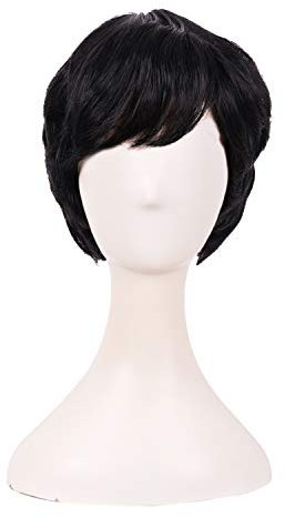 MapofBeauty 25cm/ 10 Zoll Kurze Lockige Damen Lockige Perücke (Braun Schwarz)