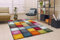 the carpet Monde Deluxe Wohnzimmer Teppich Hand Carved, Kurzflor, Farbenfroh, Bunt, Blau, Rot, Braun, Grün, Grau, Kariert, 200 x 290 cm