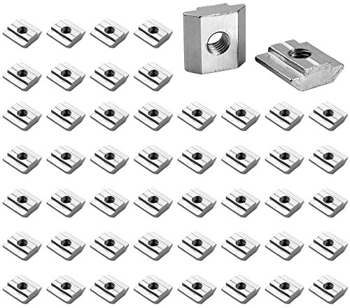 GETLITOOL 50 Stück Nutensteine schwer Nut 8, Serie 3030 M6 Gleitmuttern schwer B-Typ Nut 8 M6 Kohlenstoffstahl Gewinde, T-Nut Hammermutter für Aluminiumprofil-Extrusionsschlitz Standard-30-Serie