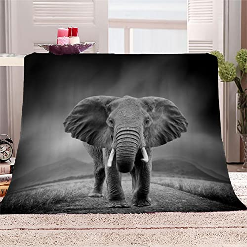 NUYSP Kuscheldecke 3D Elefant Kinder Wohndecke 70x100 cm Flanelldecke Flauschige Decke Weiche Warme Sofadecke Couchdecke Bettüberwurf Reisedecke Microfaser Decke Afrika, Tiere Tagesdecke