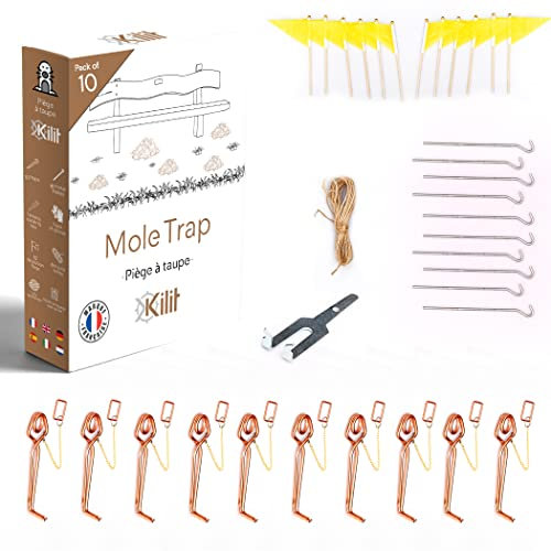 KALIGEN® ✮ Piege a Taupe ✮ | Pack de 10 | Piège à Taupe Naturel sans Ultrason | Piege Taupe putange Naturel pour Le detaupeur Debutant ou Professionnel | 100% Cuivre sans fumigene