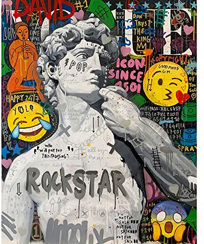Funny Graffiti Paint by Number for Adults Street Pop Art DIY Oil Painting Kits on Canvas with Brushes and Acrylic Pigment Creative Abstract Picture for Home Wall Decor 16x20inch (Frameless)