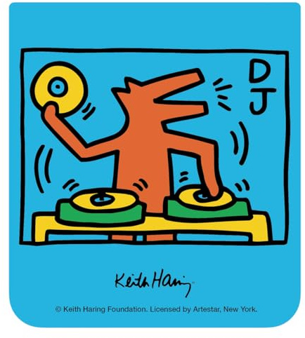 Samsung Galaxy Offizielle Keith Harring 'DJ' Inhaltskarte für Z Flip5 FlipSuit Hülle, Capriblau