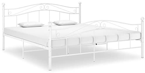 GuyAna Bett Weiß Metall 160x200 cm Tagesbett-Rahmen White Double Bed Frame MäDchen Bett