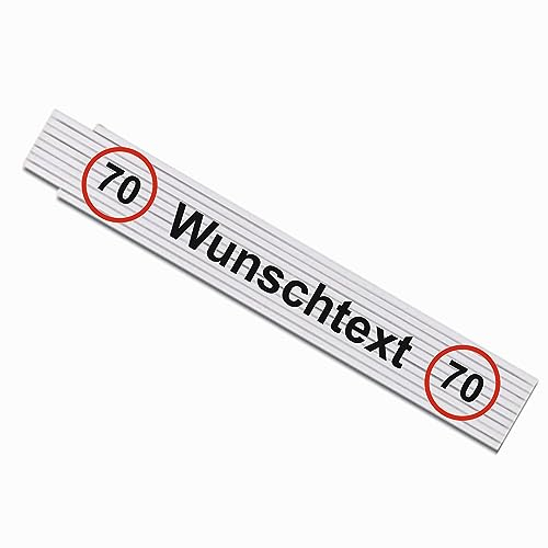 Zollstock 2m bedruckt mit Wunschtext personalisiert Gravur runder Geburtstag 30 40 50 60 70
