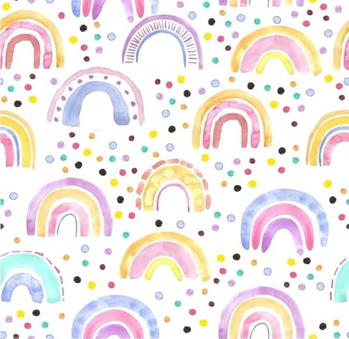 SOEWIOU Rainbow Wallpaper,300 * 44.5cm Thicken Colourful Peel and Stick Wallpaper Vinyl Self Adhesive Wall Paper for Home Bedroom Cabinets and Kitchen Deco