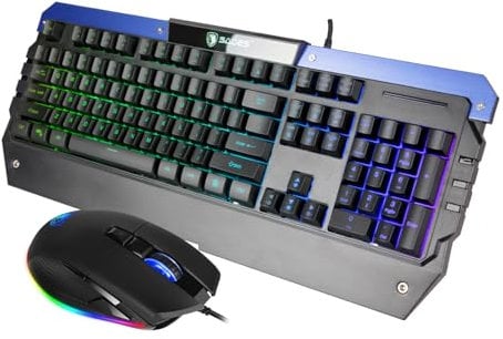 SADES Gaming Keyboard and Mouse Kit, Wired RGB Backlit 104 Keys, All-Metal Panel Design, Anti-Ghosting - Perfectly Suited for MAC and Windows PC Gamers
