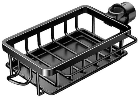 ALUFAB Soporte para esponja de cocina de aluminio espacial, organizador para fregadero de cocina, cepillo de jabón, escurridor de líquidos, escurridor de líquidos de cocina, soporte de trapo