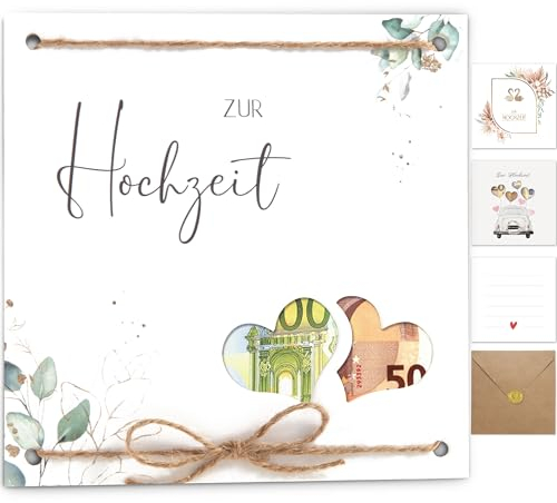 Hochzeitskarten Geldgeschenk Hochzeitsgeschenke für Brautpaar Geld,Karte Hochzeit kuvert Geldgeschenk Verpackung geschenke hochzeit hichzeitsgeldgeschenke Glückwunschkarte boho schlicht(Eukalyptus)