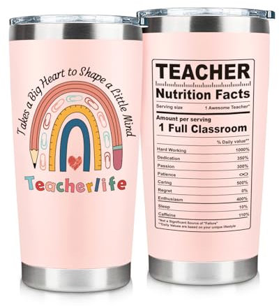VivaJoy Teacher Gifts, Gifts for Teachers, Pink Stainless Steel Tumbler with Carefully Designed Cute Sweet Stationery and Heart Pattern, Thank You Teachers Gift for Women