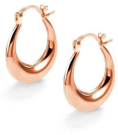 ASH'S CHOICE Roségold Silber 925 Creolen - Kleine Damen Ohrringe, Klobig Dick Leicht Breit Oval Knorpel Huggie Kreolen Chunky