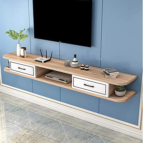 KAZUP Schwebender TV-Ständer, Schrank, an der Wand montierter TV-Schrank, Set-Top-Box, Router, Lagerregal, Schlafzimmer, Wohnzimmer, Wandregal, schwebendes Regal, TV-Konsole, hängender Wandschrank