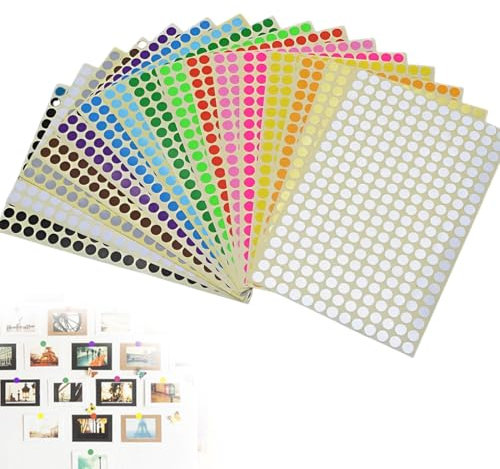 SULIUDAJI Colourful Self-Adhesive Adhesive Dots Stickers 6 Mm Round Dot Stickers 16 Colours Small Colour Coding Labels Marking Dots For Labelling (6 Mm)