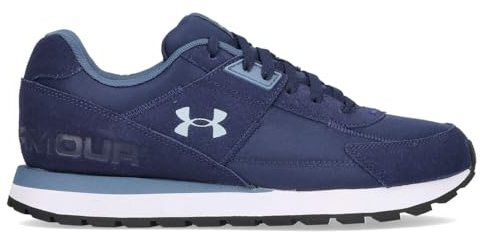 Under Armour Men's Essential Runner, Lightweight and Breathable Running Trainers with Suede Overlays, Men's Trainers with Rubber Outsole for Traction,Washed Navy / Nu Blue / Blue Calm,6