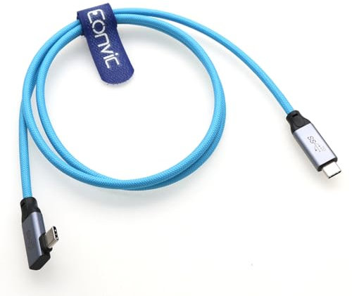 Eonvic Câble spiralé tressé USB de type C 3.2 GEN 2 20 Go/s 100 W 4K 60 Hz pour iPhone 15 Pro Max Plus, Samsung Galaxy, tablettes, ordinateurs portables, Blackmagic Sony FX3, appareil photo (bleu, 1 m